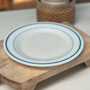 Vintage Anchor Hocking White Plate with Blue Accent
